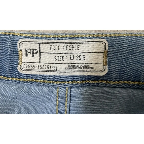 Free People Just Float On Womens 29R Blue Flare Bell Bottom Jeans Raw Hem Boho - Picture 3 of 10